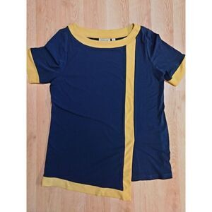 Simonton Says Designed By George Blue And Yellow Women's Blouse‎ Size Medium